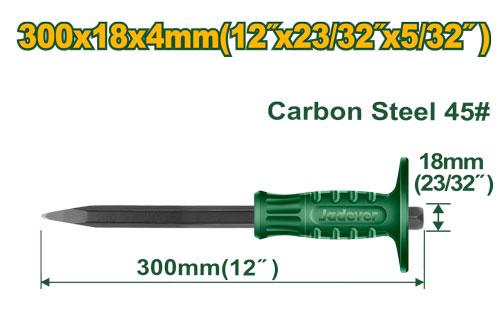 Ciseau à béton Taille: 4mm * 18mm * 300mm
Matériau : acier au carbone 45#
Traitement thermique
Emballé par étiquette JADEVER JDCC1304