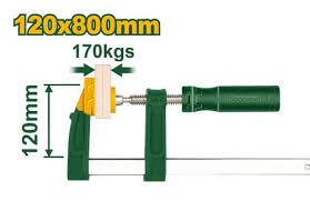 F Clamp with Plastic Handle Clamp size: 120x800mm Nickel plated rule Zinc plated screw bar Plastic handle Packed by paper card JADEVER JDCP2124