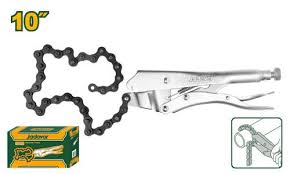 Chain pipe wrench Size: 10" Chain size: 18.5"/470 mm Carbon steel Nickel-plated Packed by color box JADEVER JDLP5510
