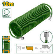 Air hose Material: PE Length: 10 m Only with screw fittings. Inner diameter: 5 mm Outer diameter: 8 mm Packed in plastic bag JADEVER JDQG1910