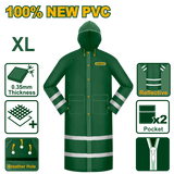 معطف مطر 100% PVC الطول: 120 سم السمك: 0.25 مم المقاس: L أو XL مقاوم للماء، يسمح بالتنفس بحرية مع رباط قبعة قابل للتعديل تهوية تحت الإبط التعبئة: كيس بولي إيثيلين مع ورقة ملونة JADEVER JDRC200L