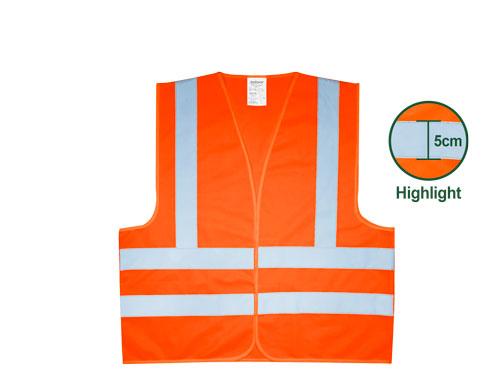 Gilet réfléchissant Bande réfléchissante de 5 cm de largeur + gilet en tricot de polyester Couleur : orange fluo Conforme à EN471 Classe 2 Taille : XL Emballé par poly sac JADEVER JDRV1801
