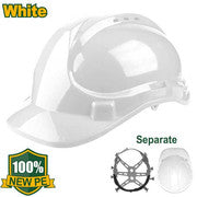 Casque de sécurité Coque PE Matériau de doublure : plastique Mentonnière incluse Couleur: blanc Poids: 320g Suspension en 6 points Ajuster la taille de la tête par boucle emballé par étiquette JADEVER JDSH1303