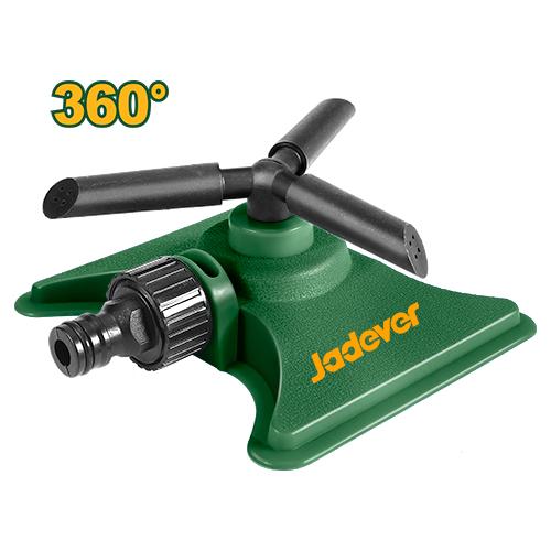 Arroseur rotatif à 3 bras en plastique Base en plastique Avec adaptateur d'outil 3/4" 3 buses à bras rotatif réglables créent une zone d'arrosage à 360° Couverture complète jusqu'à 126? Emballé par cintre en papier JADEVER JDSN1E23