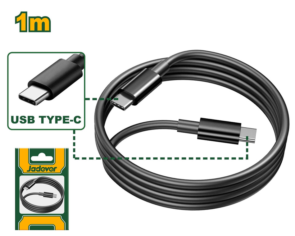 USB-C to USB-C Cable Length: 1m, Max. current: 3A, Packed in plastic bag JADEVER JDUB1502