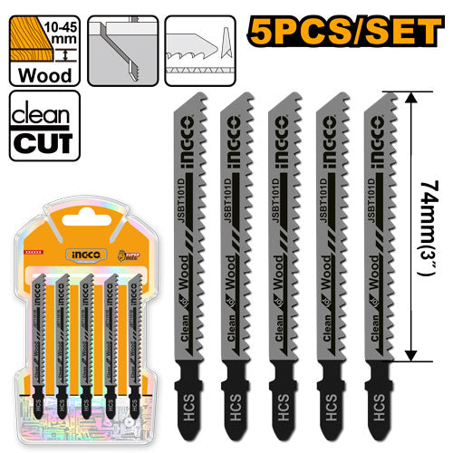 Set 5 lames sauteuse pour bois (HCS, 6 TPI).