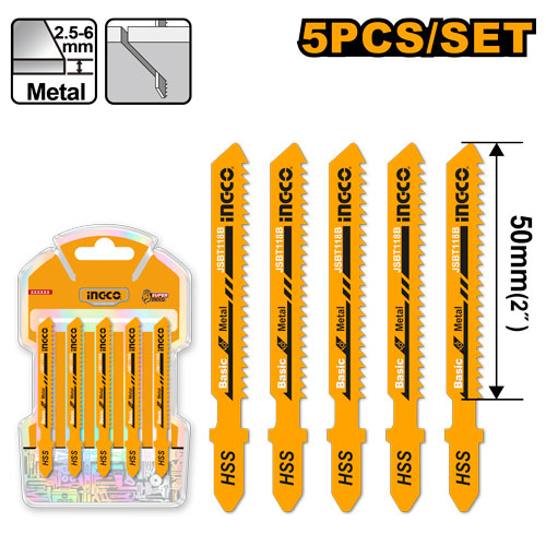 Set 5 lames sauteuse pour métal (HSS, 12 TPI).