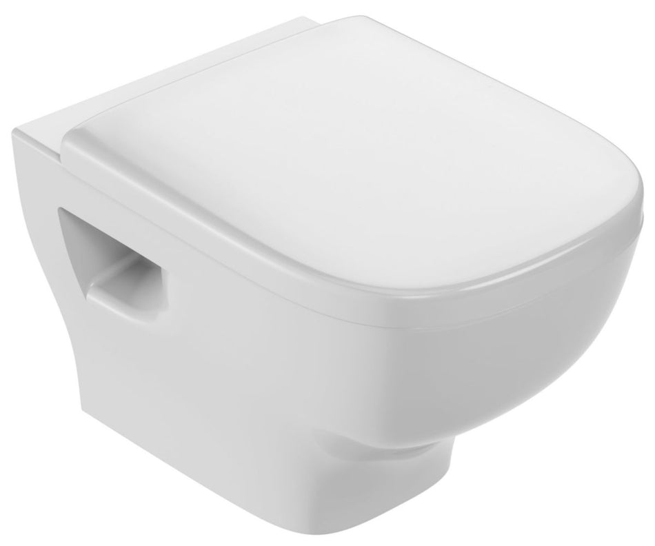 Wall-mounted toilet pan STRUKTURA rimless, clip-off soft-close seat Ref. EDE132-00 By Jacob Delafon Paris