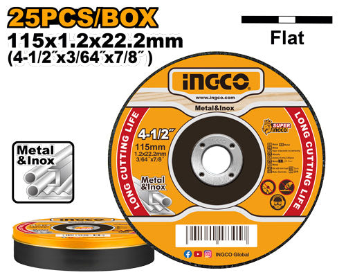 Set 25 disques 115x1,2mm pour métal/inox.