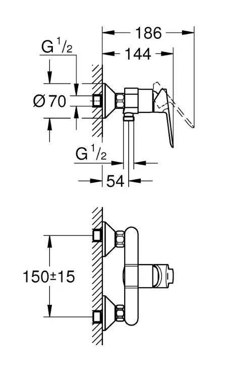 GROHE BauEdge Single-Lever Shower Mixer 1/2″ - 23636000