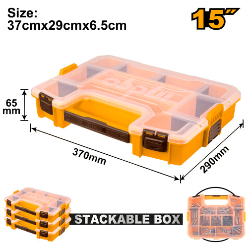 Stackable 15" plastic box.