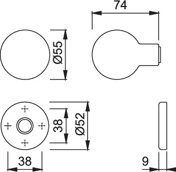 HOPPE ALPHA 60L/42K aluminum entry door knob on rose (exterior side)
