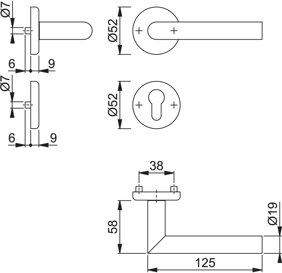 UTRECH By HOPPE stainless steel hardware on roses with keyhole escutcheons I, for interior door