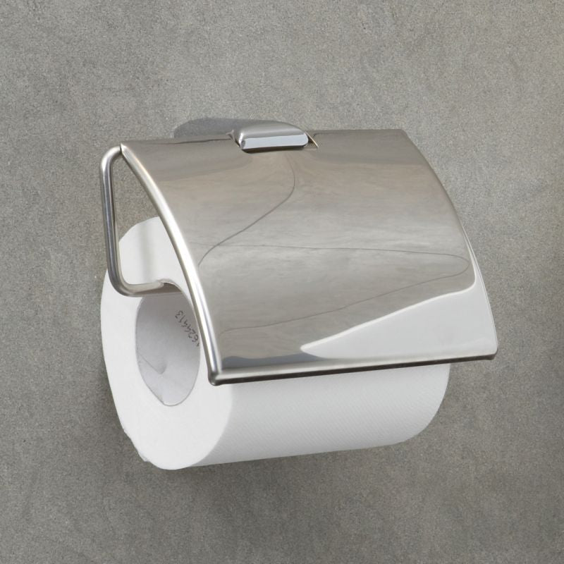 Toilet paper holder, chrome finish combined with stainless steel, 128*50*105 mm - RONDA 6646800