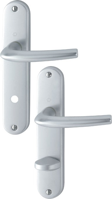 SAN DIEGO By HOPPE aluminium short plate handle set with thumbturn/emergency release, for WC/bathroom doors