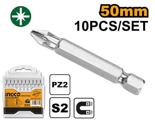 Set 10 embouts PZ2 50mm.