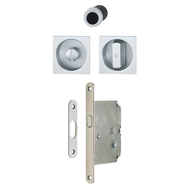 Set 1 for sliding door 4921 By HOPPE in aluminium with thumbturn/release, for interior doors, silver effect