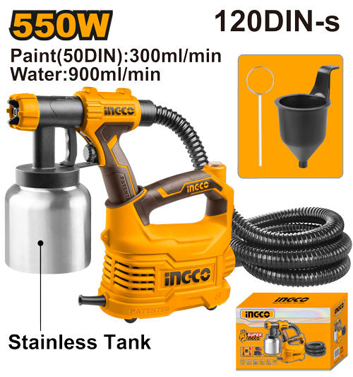Pistolet peinture 550W, bac aluminium.