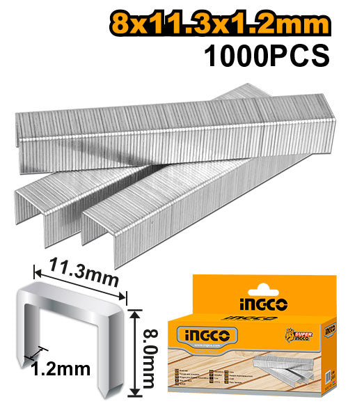 Box of 1000 8mm staples (1.2mm wire) for HSG1405.