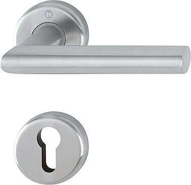 UTRECH By HOPPE stainless steel hardware on roses with keyhole escutcheons I, for interior door