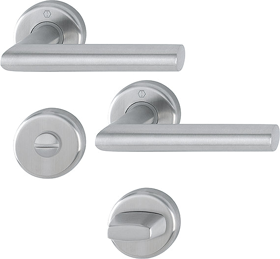 UTRECH By HOPPE stainless steel handle set on roses with thumbturn/release, for WC/bathroom doors