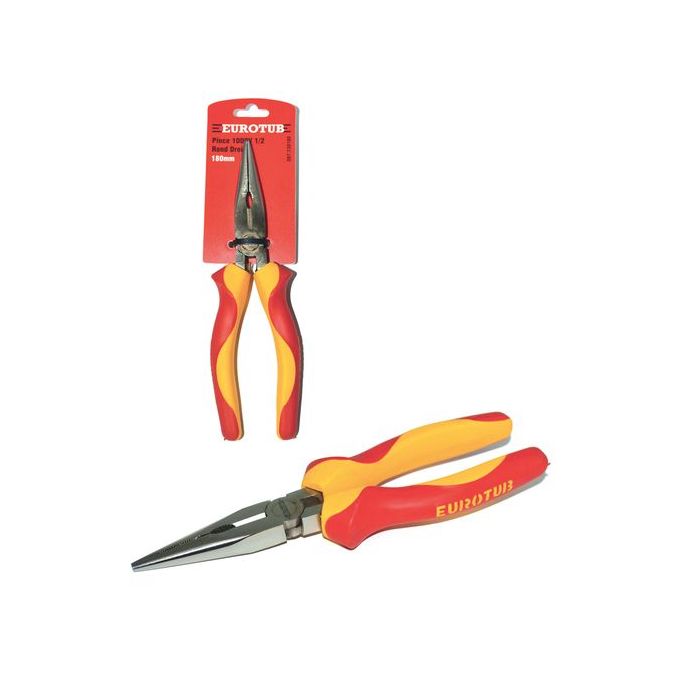 VDE Insulated Straight Half-Round Nose Pliers 160 MM EUROTUB, certified for safe working on live electrical installations up to 1,000 V (AC) or 1,500 V (DC) (Copy)
