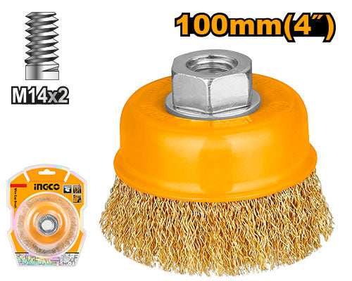 Round wire brush 100mm, M14 thread.