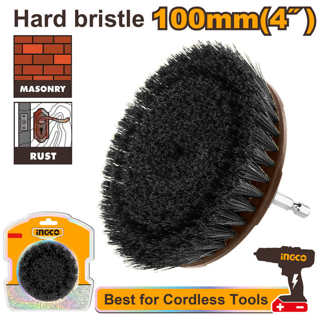 4" stiff brush for drill. Hex shank.