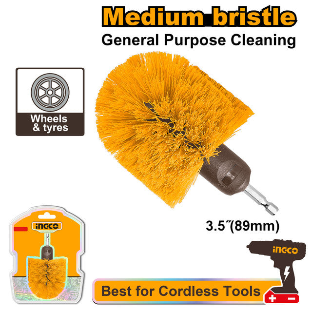 Brosse 360° poils souples pour visseuse - Tige : 1/4" hexagonale Idéal pour le nettoyage : application : revêtement de sol, porcelaine, granit, carrelage, tapis.