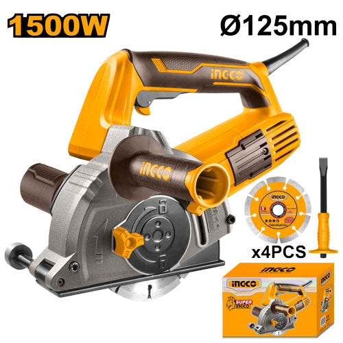 Rainureuse 1500W, disque 125mm. Profondeur coupe 3-29mm.