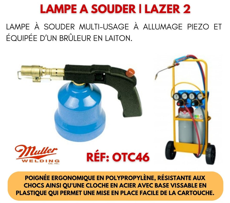 Lampe a souder Multiusage MULLER à allumage piezo (Allumage automatique) et bruleur laiton