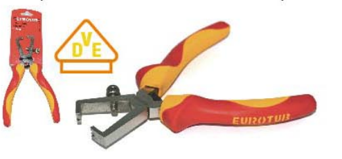 160 MM EUROTUB VDE insulated wire stripper, certified for safe work on live electrical installations up to 1,000 V (AC) or 1,500 V (DC)