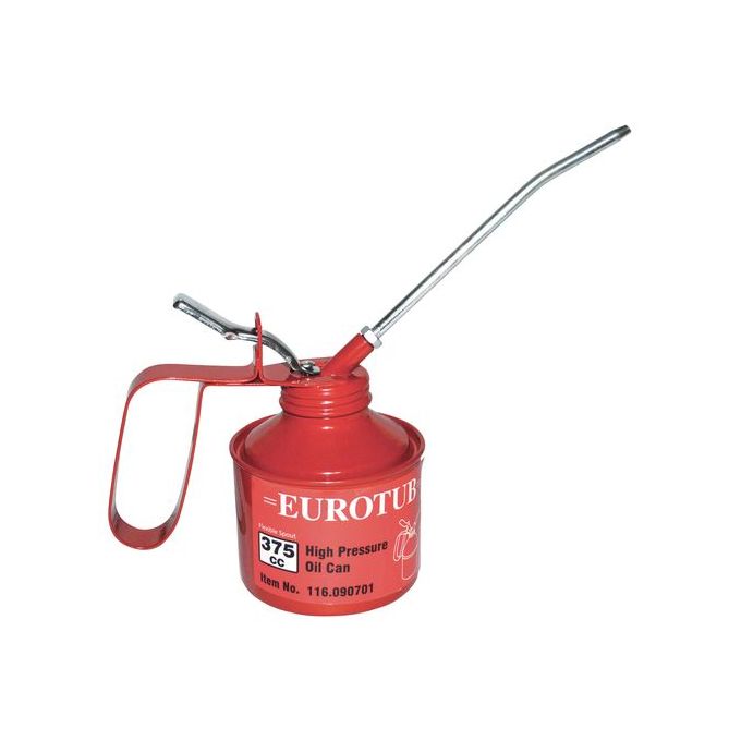 Burette d'huile mécanicien EUROTUB 375CC - Version vintage en métal, permet de dispenser de l'huile dans presque toutes les positions