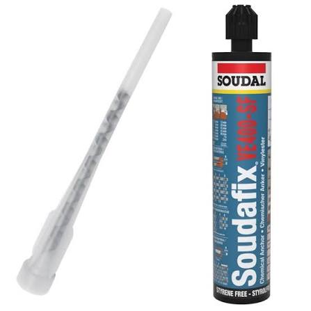 Cartouche SOUDAL scellement SOUDAFIX VE400-SF - 280 ML - est un mortier de scellement d’ancrage à 2 composants vinylester, pour la fixation sans contrainte de tiges filetées (M8-M30) utilisation avec pistolet standard.