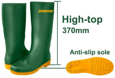 Bottes de pluie Matière : 100 % PVC vierge  Résistance élevée à l'huile, aux acides et aux alcalis 100% étanche Emballé par poly sac JADEVER JDRB1L40
